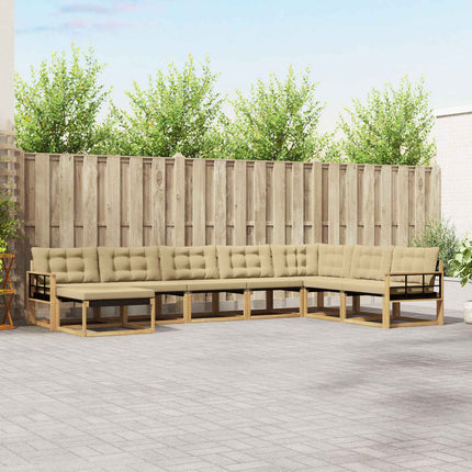Utomhussoffset med kudde 8 pcs Vit och Beige