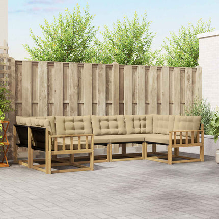 Utomhussoffset med kudde 6 pcs Vit och Beige