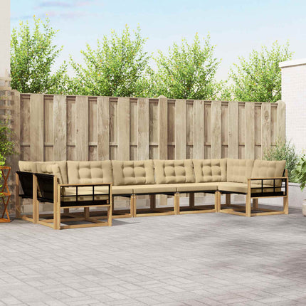Utomhussoffset med kudde 7 pcs Vit och Beige