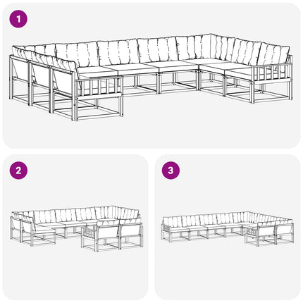 Utomhussoffset med kudde 9 pcs Vit och svart