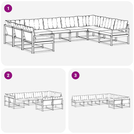 Utomhussoffset med kudde 9 pcs Vit och grädde