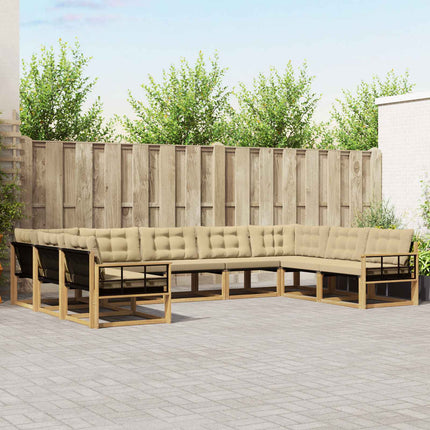 Utomhussoffset med kudde 9 pcs Vit och Beige