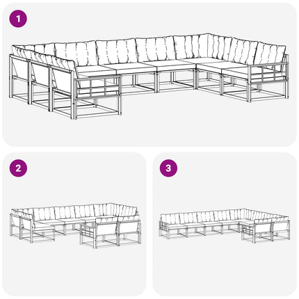 Utomhussoffset med kudde 9 pcs Vit och Beige