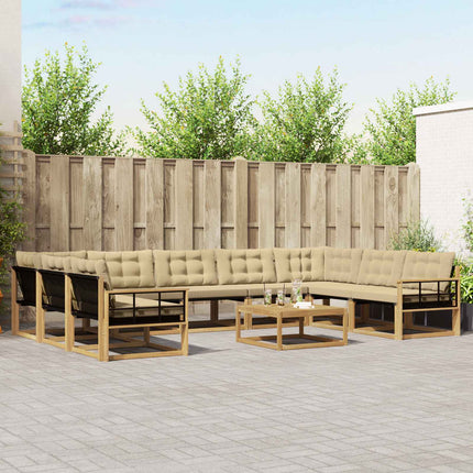Utomhussoffset med kudde 10 pcs Vit och Beige