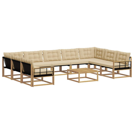Utomhussoffset med kudde 10 pcs Vit och Beige