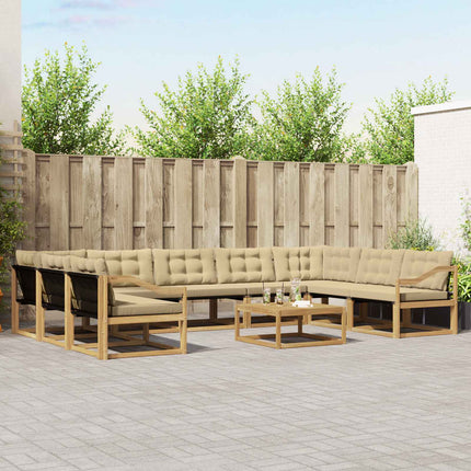 Utomhussoffset med kudde 10 pcs Vit och Beige