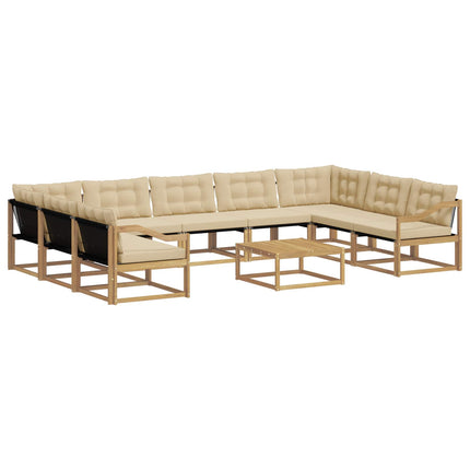Utomhussoffset med kudde 10 pcs Vit och Beige