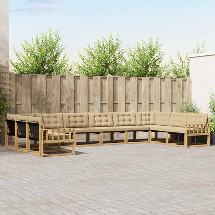 Utomhussoffset med kudde 10 pcs Vit och Beige
