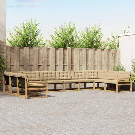 Utomhussoffset med kudde 10 pcs Vit och Beige