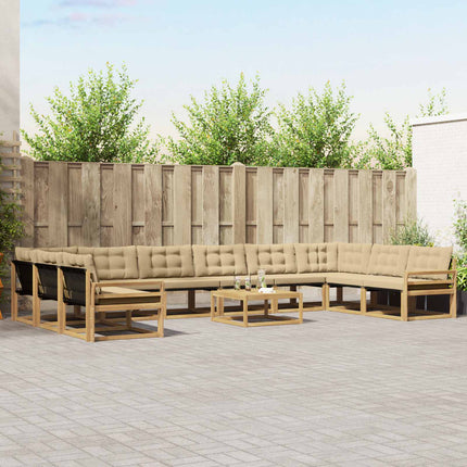 Utomhussoffset med kudde 11 pcs Vit och Beige
