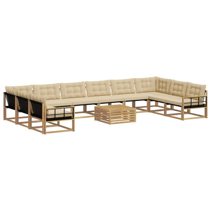 Utomhussoffset med kudde 11 pcs Vit och Beige