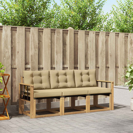 Utomhussoffset med kudde 3 pcs Vit och Beige