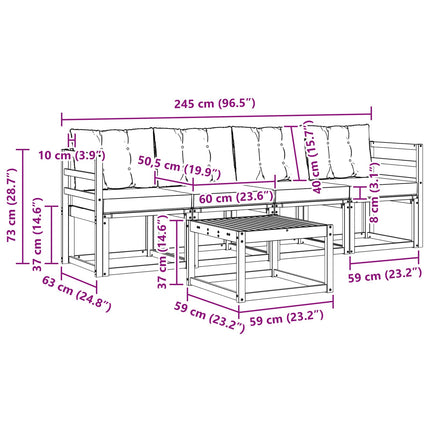 Utomhussoffset med kudde 5 pcs Vit och Beige