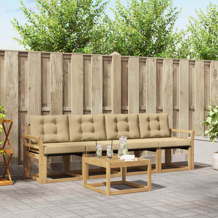 Utomhussoffset med kudde 5 pcs Vit och Beige