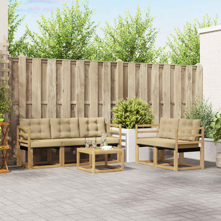 Utomhussoffset med kudde 6 pcs Vit och Beige
