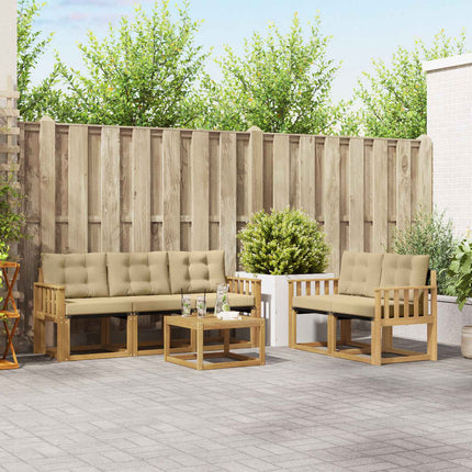 Utomhussoffset med kudde 6 pcs Vit och Beige