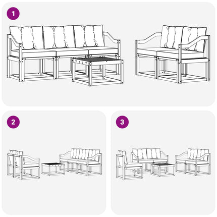 Utomhussoffset med kudde 6 pcs Vit och Beige