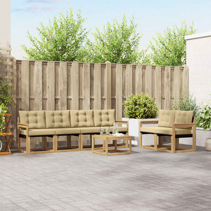 Utomhussoffset med kudde 7 pcs Vit och Beige