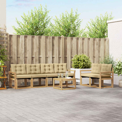Utomhussoffset med kudde 7 pcs Vit och Beige