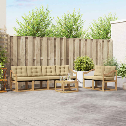 Utomhussoffset med kudde 7 pcs Vit och Beige