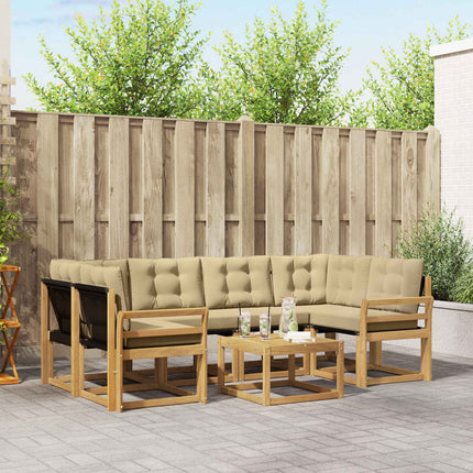 Utomhussoffset med kudde 7 pcs Vit och Beige