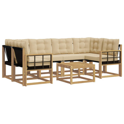 Utomhussoffset med kudde 7 pcs Vit och Beige