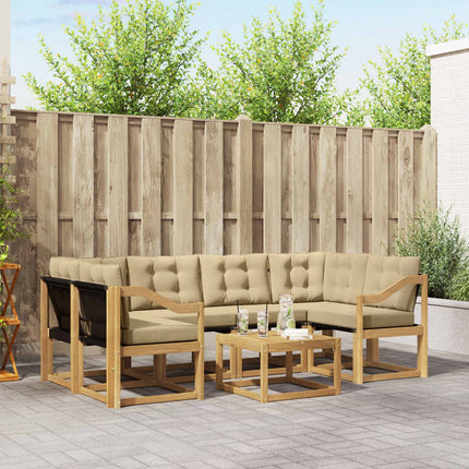 Utomhussoffset med kudde 7 pcs Vit och Beige