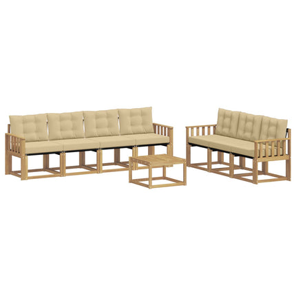 Utomhussoffset med kudde 8 pcs Vit och Beige