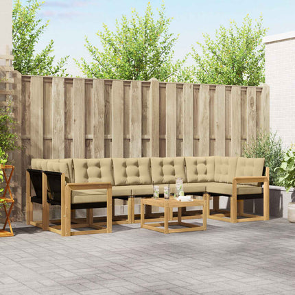 Utomhussoffset med kudde 8 pcs Vit och Beige