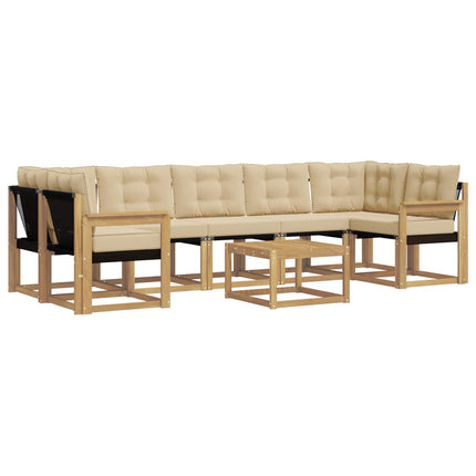 Utomhussoffset med kudde 8 pcs Vit och Beige