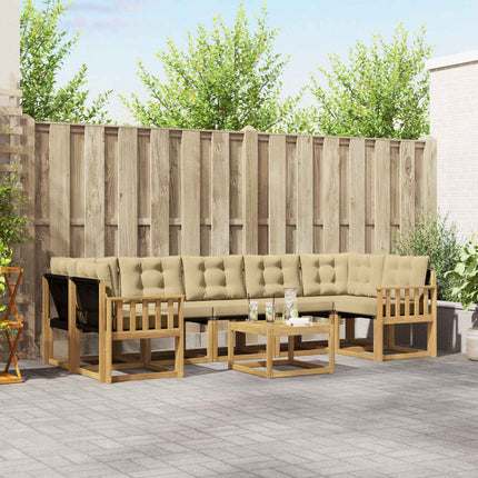 Utomhussoffset med kudde 8 pcs Vit och Beige