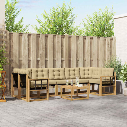 Utomhussoffset med kudde 8 pcs Vit och Beige