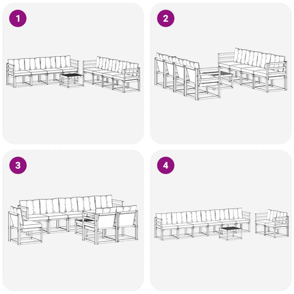 Utomhussoffset med kudde 9 pcs Vit och Beige