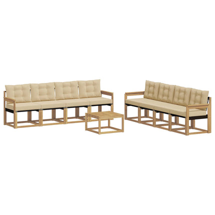 Utomhussoffset med kudde 9 pcs Vit och Beige
