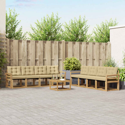 Utomhussoffset med kudde 9 pcs Vit och Beige