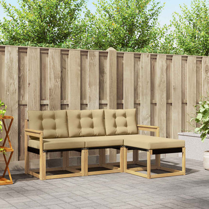 Utomhussoffset med kudde 4 pcs Vit och Beige