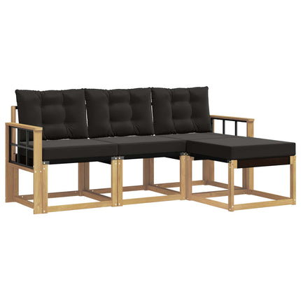 Utomhussoffset med kudde 4 pcs Vit och svart