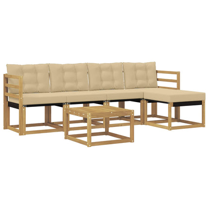 Utomhussoffset med kudde 6 pcs Vit och Beige