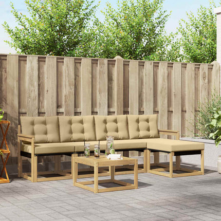 Utomhussoffset med kudde 6 pcs Vit och Beige