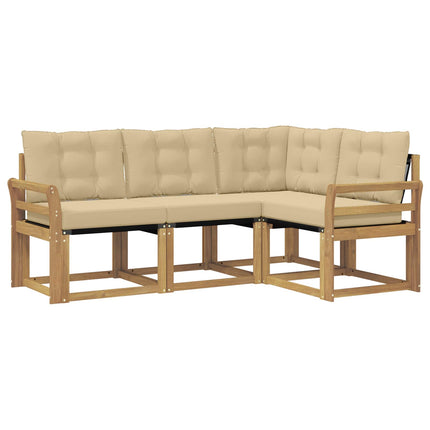 Utomhussoffset med kudde 4 pcs Vit och Beige