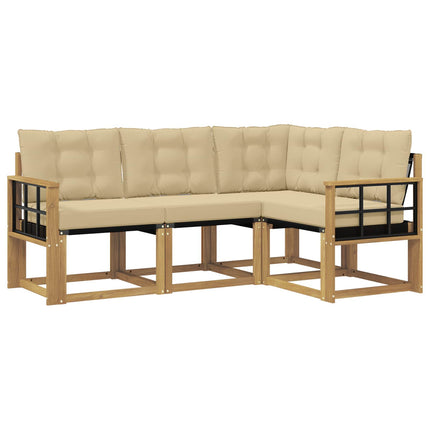 Utomhussoffset med kudde 4 pcs Vit och Beige