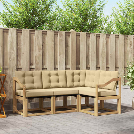 Utomhussoffset med kudde 4 pcs Vit och Beige