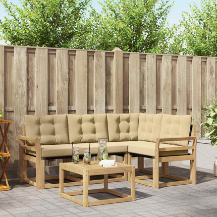 Utomhussoffset med kudde 5 pcs Vit och Beige