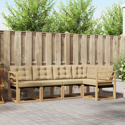 Utomhussoffset med kudde 5 pcs Vit och Beige