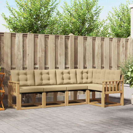Utomhussoffset med kudde 5 pcs Vit och Beige