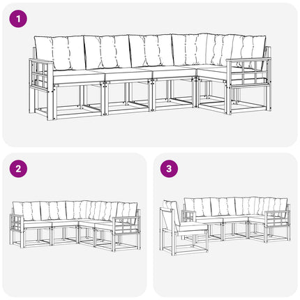 Utomhussoffset med kudde 5 pcs Vit och Beige