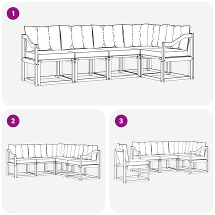 Utomhussoffset med kudde 5 pcs Vit och ljusgrå