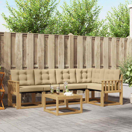 Utomhussoffset med kudde 6 pcs Vit och Beige