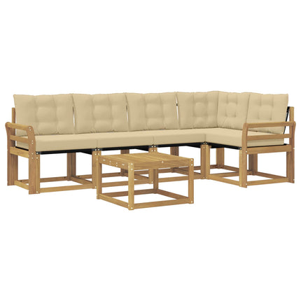 Utomhussoffset med kudde 6 pcs Vit och Beige