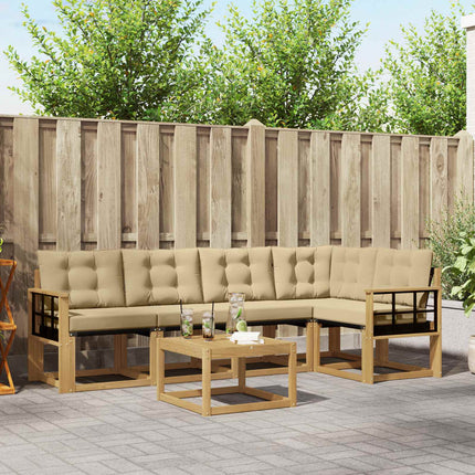 Utomhussoffset med kudde 6 pcs Vit och Beige